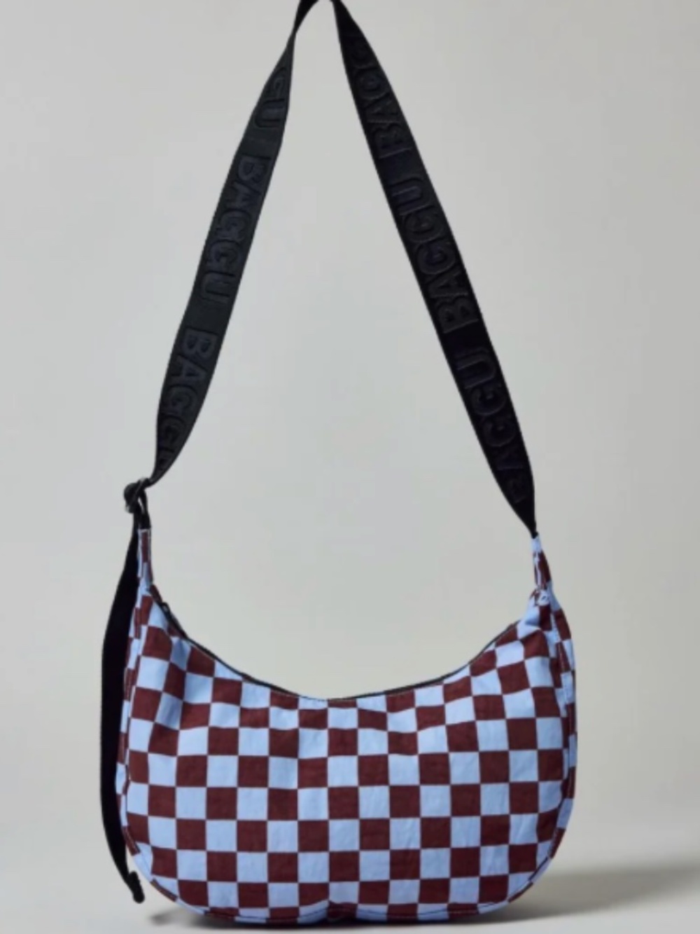 NWT Rare Baggu Checkered Crescent Brown Blue Urban Outfitters